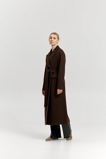 4 Пальто женское демисезонное 26102 (шоколад/рубчик)