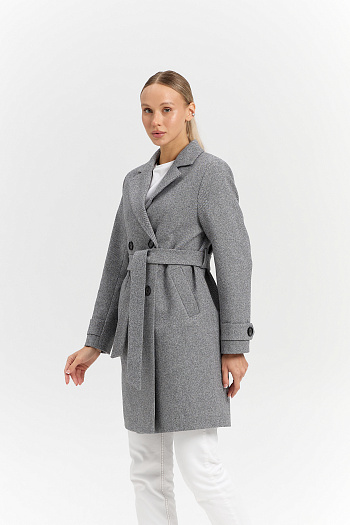 9 Пальто женское демисезонное 25570 (пепельный/ёлочка)