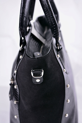 5 Сумка 1720-2 Черный (рептилия+замша)