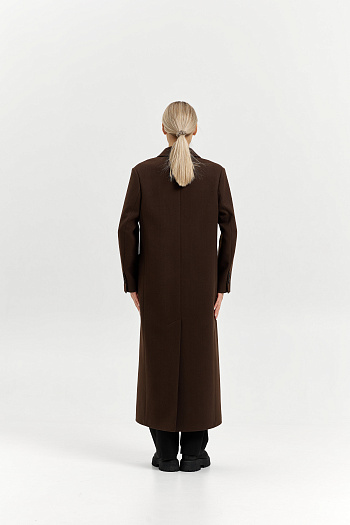 5 Пальто женское демисезонное 26830 (шоколад/рубчик)