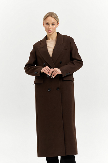 10 Пальто женское демисезонное 26830 (шоколад/рубчик)