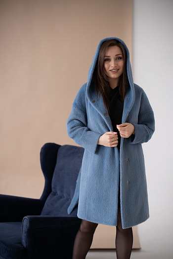 2 Пальто женское демисезонное 23100 (голубой/тедди)