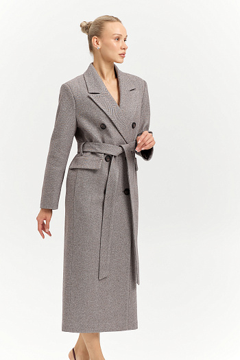 3 Пальто женское демисезонное 26326 (коричневый/ёлочка)