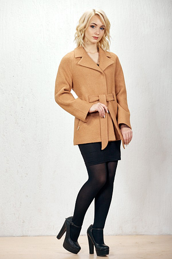 3 Пальто женское демисезонное 19104  (кэмел/вареная шерсть) 
