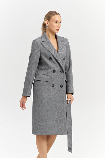 8 Пальто женское демисезонное 25775 (пепельный/ёлочка)