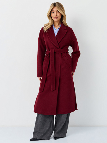 Пальто женское демисезонное 26820 (вино ворсовый)