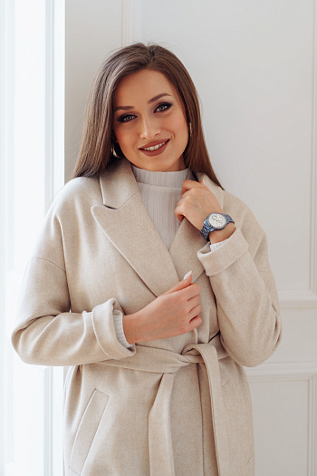 2 Пальто женское демисезонное 21820  (кремовый) 