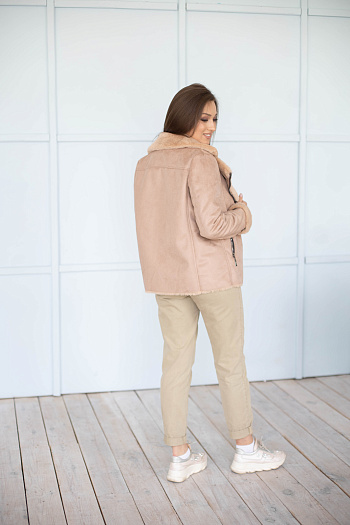 2 Дублёнка женская демисезонная  22560  (бежевый) 