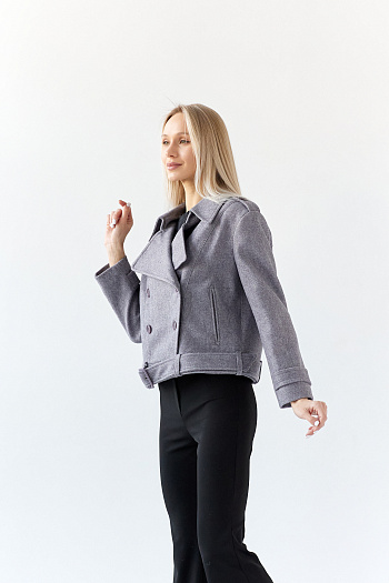 5 Полупальто женское демисезонное 25999 (серый/рубчик)