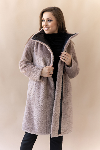 4 Пальто женское демисезонное 23630 (латте+черный)