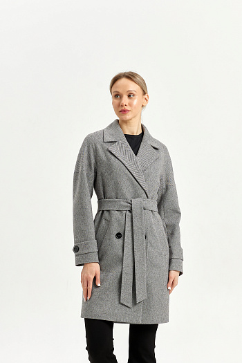 4 Пальто женское демисезонное 22970 (серый/ёлочка) 