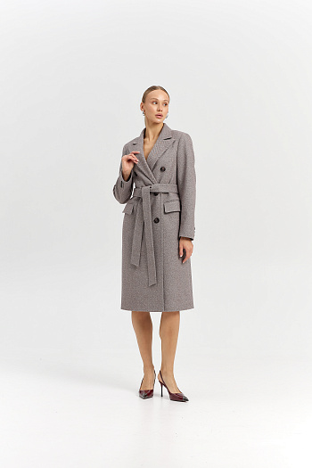 5 Пальто женское демисезонное 25775 (коричневый/ёлочка)