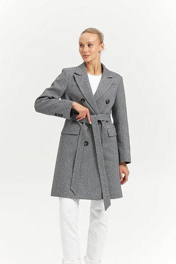 8 Пальто женское демисезонное 26897 (пепельный/ёлочка)