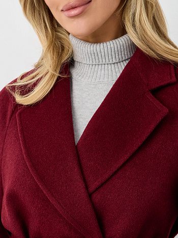 6 Пальто женское демисезонное 27220 (вино ворсовый)