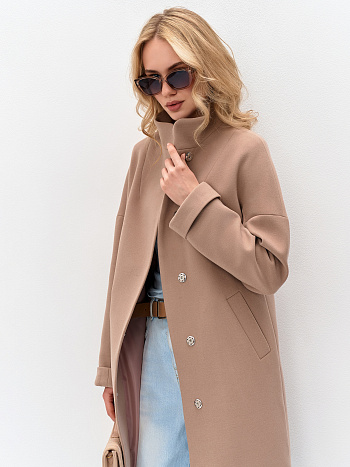 2 Пальто женское демисезонное 27103 (бежевый)