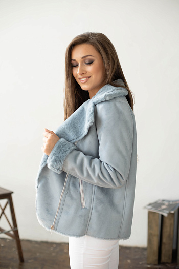 3 Дублёнка женская демисезонная  22560  (голубой) 