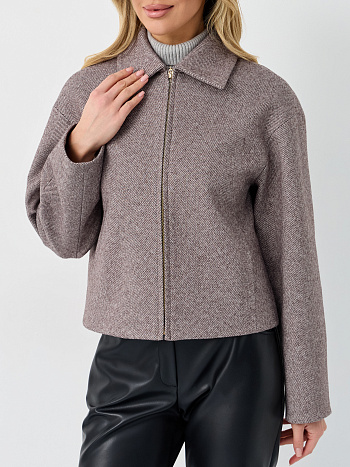 5 Пальто женское демисезонное 28000 (коричневый/ёлочка)