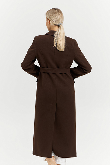 7 Пальто женское демисезонное 26895 (шоколад/рубчик)