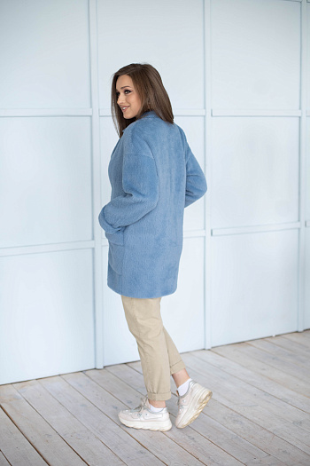 4 Пальто женское демисезонное 22520  (голубой/тедди) 