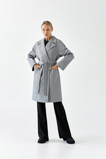 6 Пальто женское демисезонное 25885 (пепельный/ёлочка)