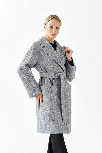 9 Пальто женское демисезонное 25885 (пепельный/ёлочка)