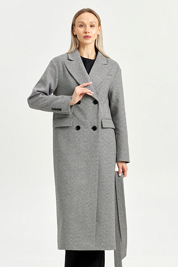 8 Пальто женское демисезонное 26102 (серый/ёлочка)