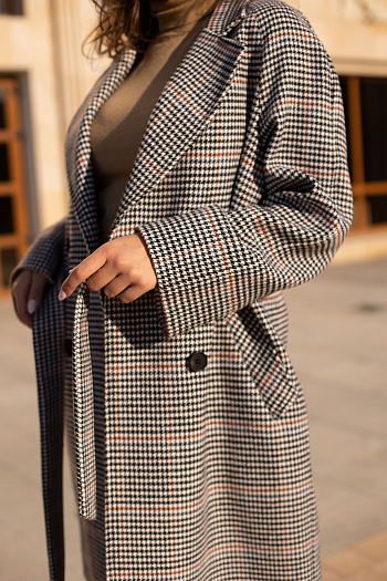 2 Пальто женское демисезонное 23220 (клетка britny)