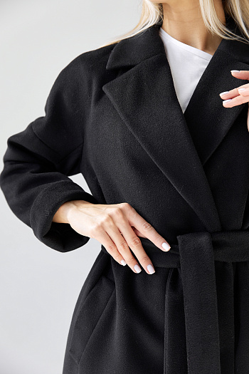 8 Пальто женское демисезонное 25990 (черный ворсовый)