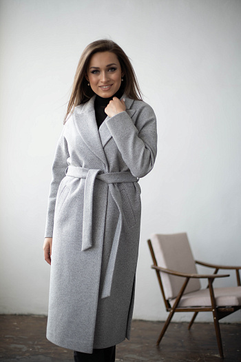 6 Пальто женское демисезонное 21820  (серый/диагональ) 