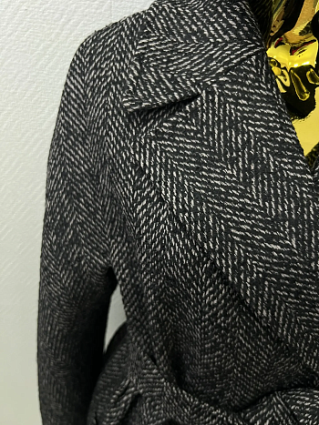 2 Пальто женское демисезонное 25885/к (черно-серый/ёлочка)