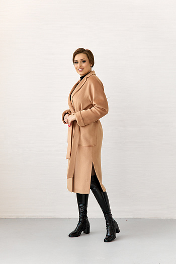 3 Пальто женское демисезонное 24715 (кэмел/ворсовая ткань)