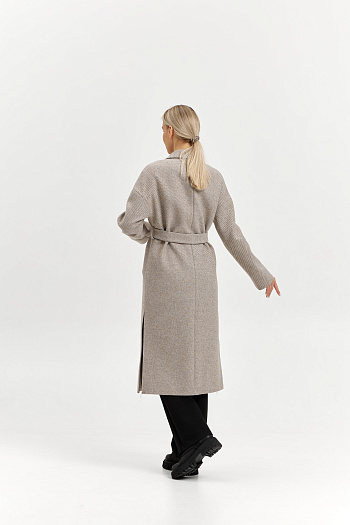 9 Пальто женское демисезонное 26820 (бежевый/диагональ)