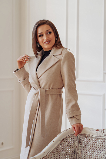 2 Пальто женское демисезонное 22530  (кремовый) 