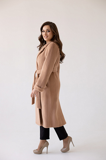 2 Пальто женское демисезонное 24103 (кэмел/тедди)
