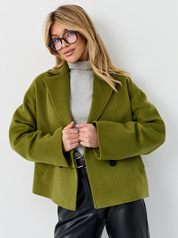 Пальто женское демисезонное 27332 (лайм ворсовый)