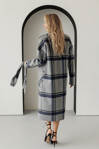 4 Пальто женское демисезонное 20550Р (клетка серо-синий)