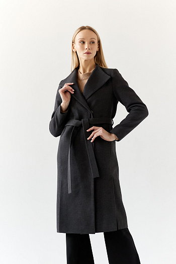 2 Пальто женское демисезонное 26117 (темно-серый)