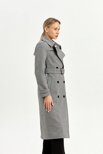 3 Пальто женское демисезонное 25797 (серый/ёлочка)