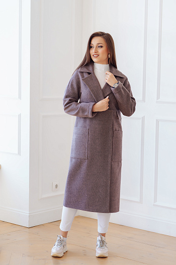 2 Пальто женское демисезонное 20280  (розовый меланж) 