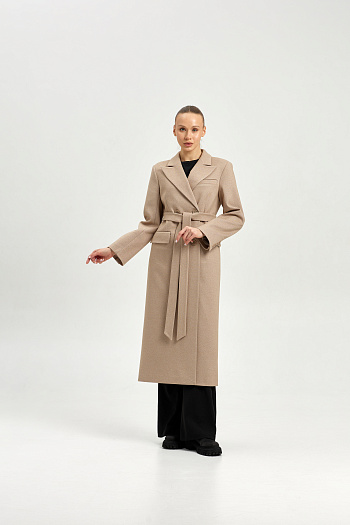 2 Пальто женское демисезонное 26895 (бежевый точка)