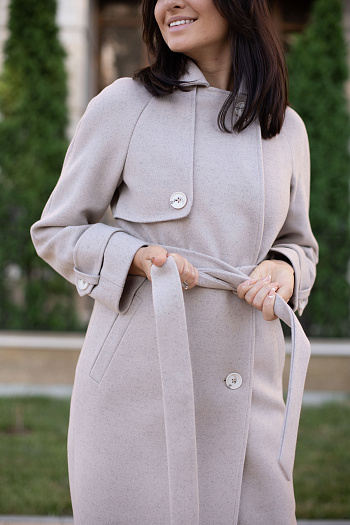 2 Пальто женское демисезонное 22960 (беж/меланж)