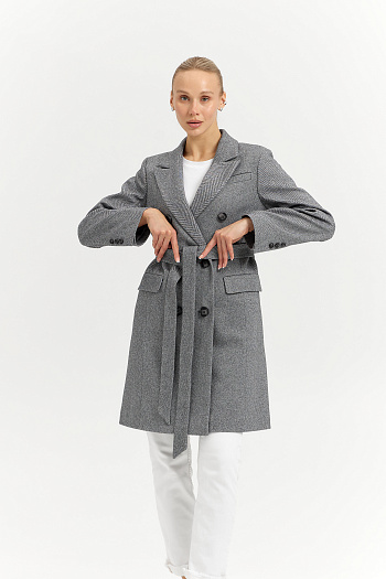 6 Пальто женское демисезонное 26897 (пепельный/ёлочка)