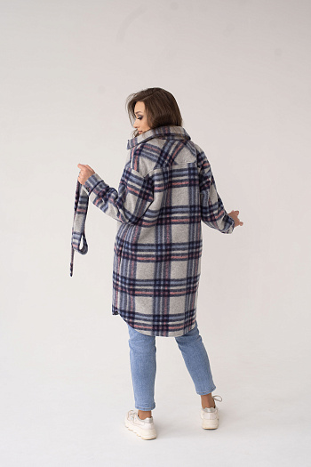 3 Рубашка женская демисезонная 23200 (синий/клетка)