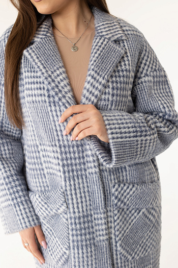 2 Пальто женское демисезонное 22520 (синий/клетка)