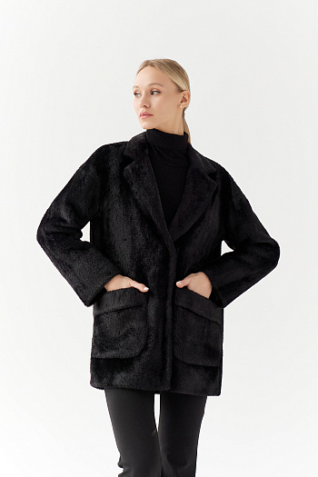 3 Пальто женское демисезонное 25520 (черный/тедди)
