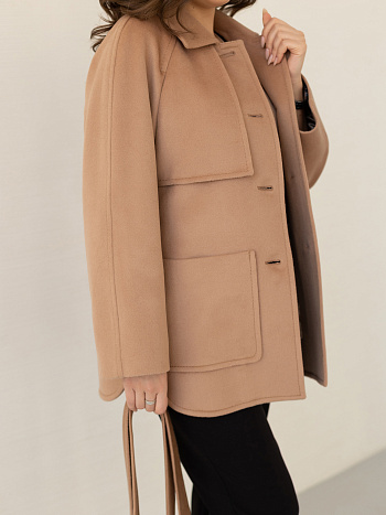 3 Пальто женское демисезонное 25010 (кэмел/ворсовая ткань)