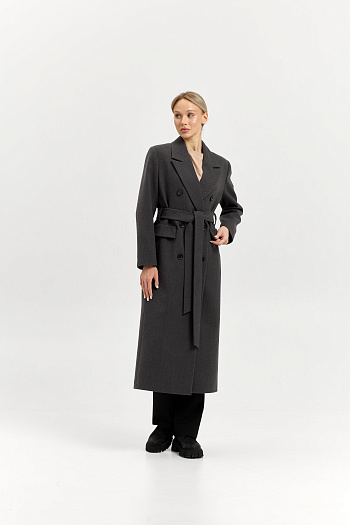 6 Пальто женское демисезонное 26326 (базальт/рубчик)