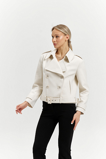 9 Полупальто женское демисезонное 25999 (молочный/рубчик)