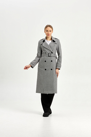 6 Пальто женское демисезонное 25797 (серый/ёлочка)