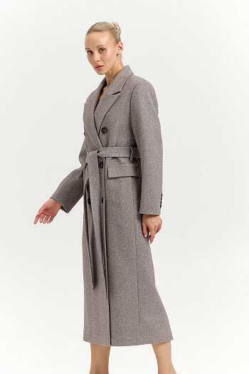 6 Пальто женское демисезонное 26326 (коричневый/ёлочка)